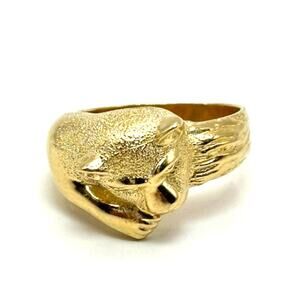 14k Yellow Gold Cat/ Cougar Unisex RING Size 6.5